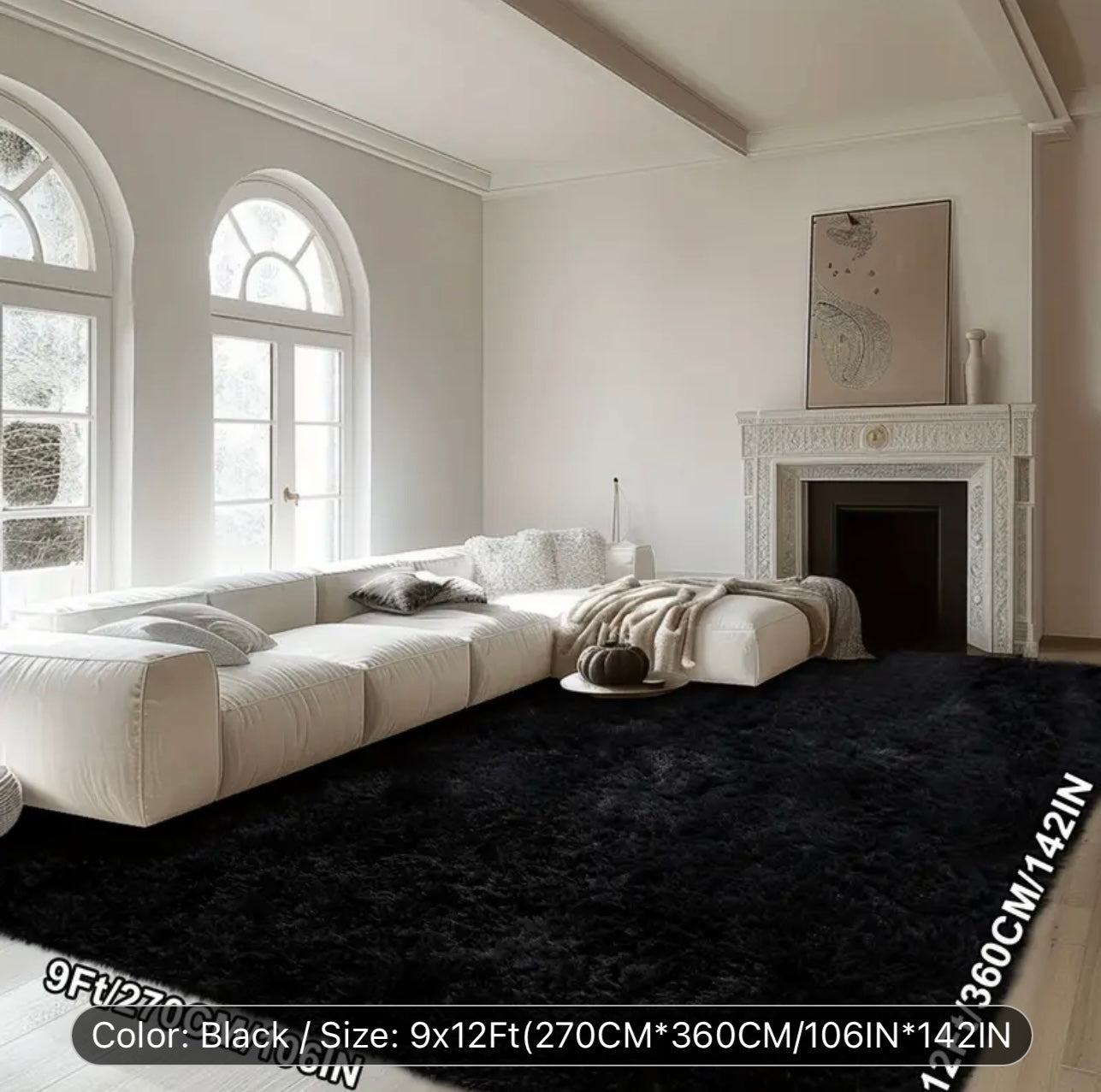 Ultra Soft Fluffy Rug Black