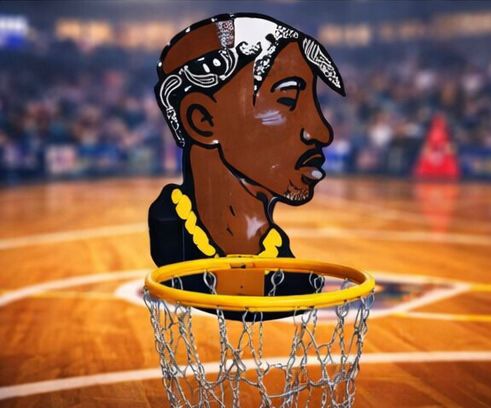Tupac Basketball Hoop ( Yellow Rim with Chain Net)