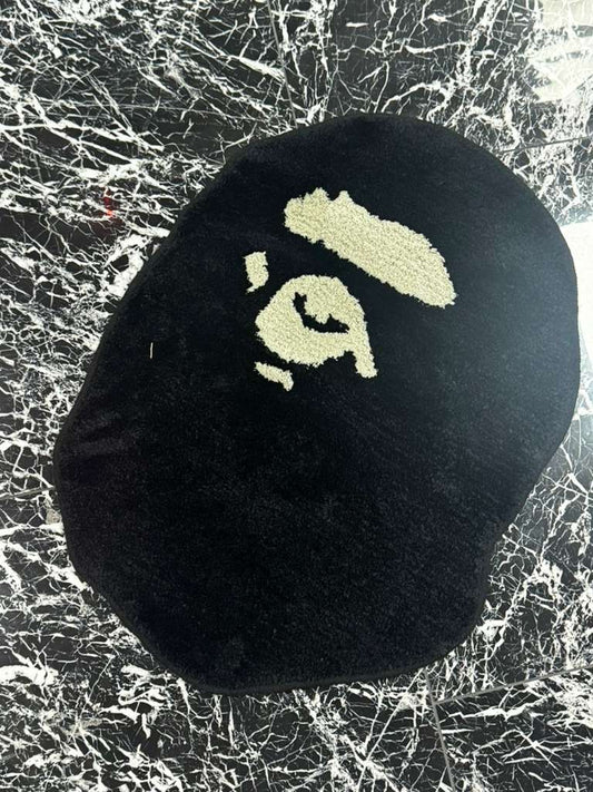 Ape Head Die-Cut Rug — Black & Cream